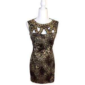 XOXO Leopard Dress Women Size 3/4 Mini Dress (NWT)